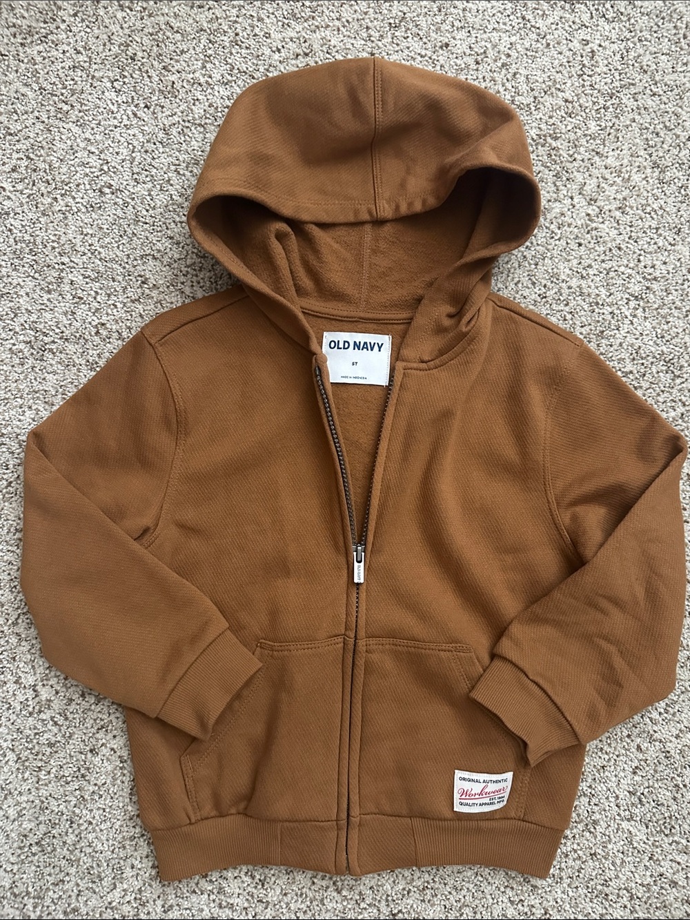 Old Navy Kids' Brown Hooded Zip-Up Sweatshirt - 5T